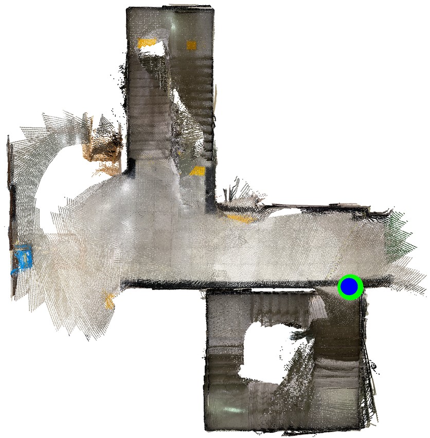 SF-SLAM (Ours) top-down trajectory on Mixed-use Building