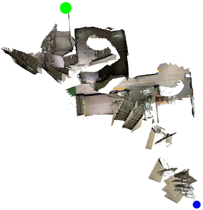 Planar-SLAM top-down trajectory on Mixed-use Building